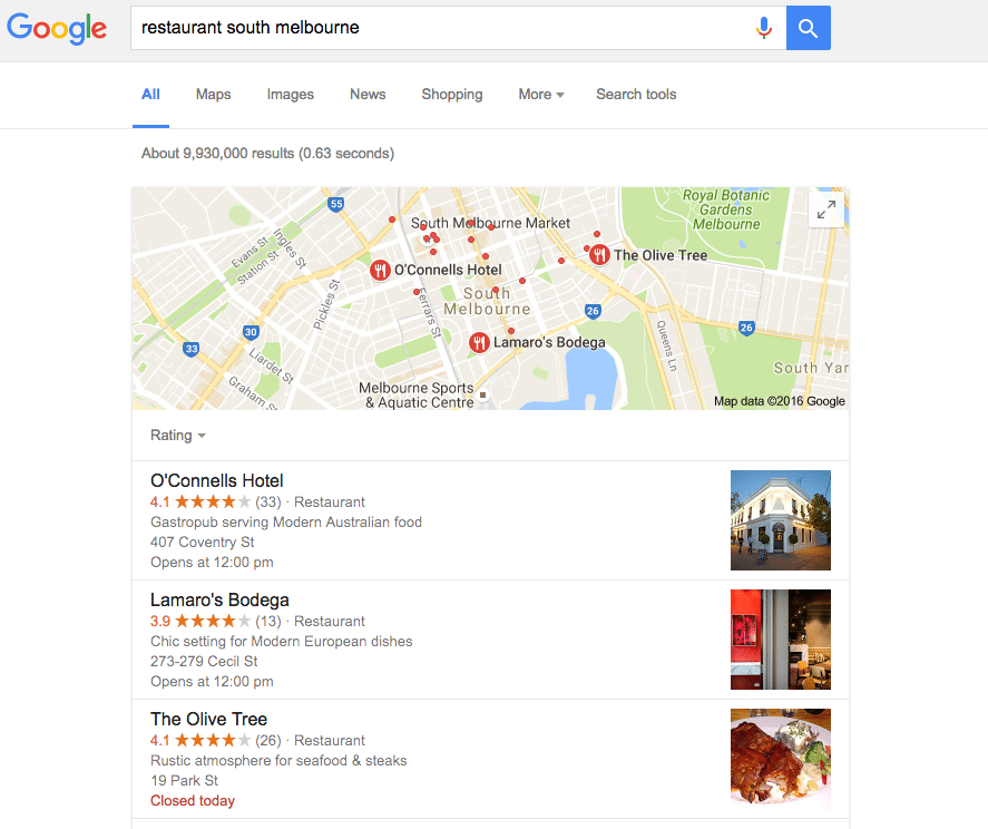 Image from the article: All About Google Local Listings