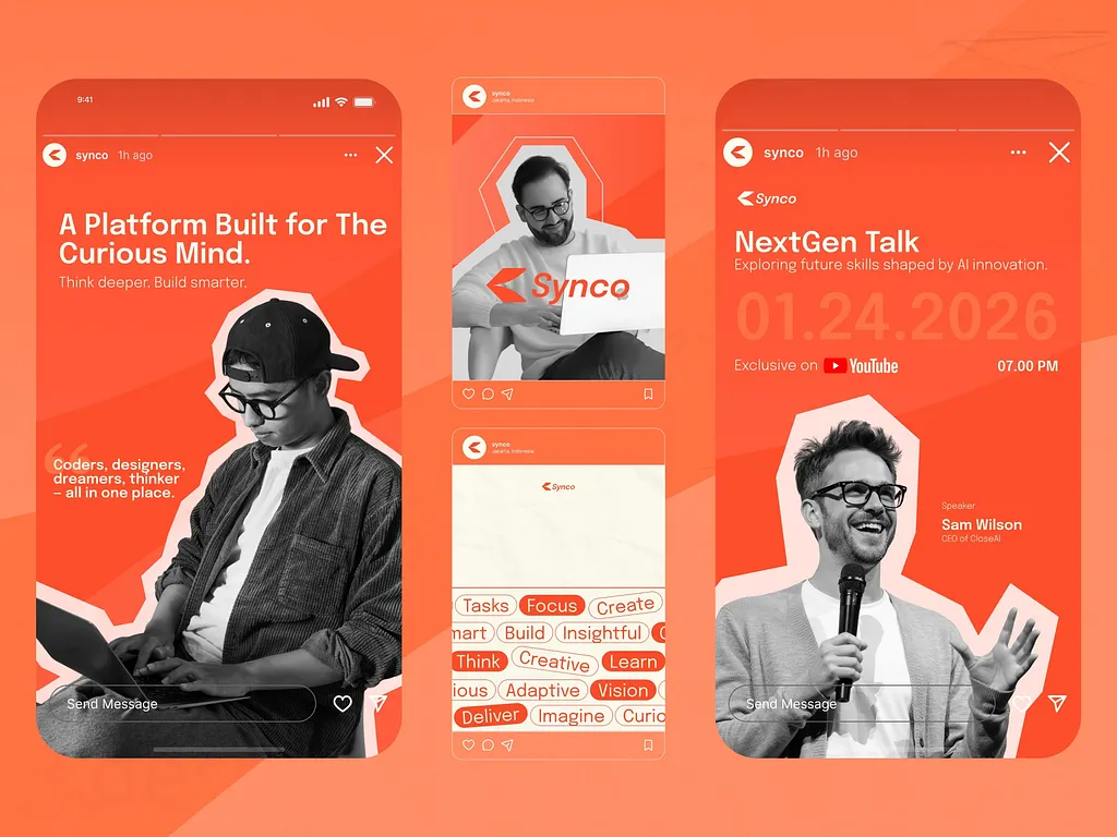 Orange branded social media post designs
